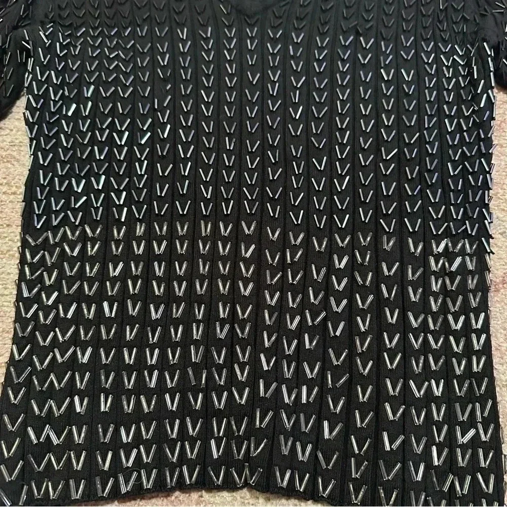 Vintage 90’s beaded black silk blend sweater size large - Picture 5 of 8